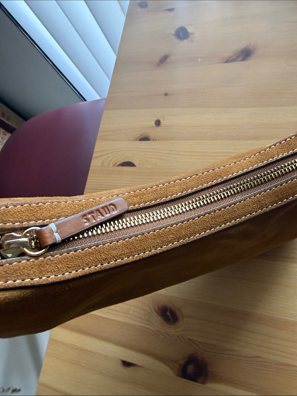 STAUD Pine Shoulder Bag, Tan Suede - Picture 7 of 10